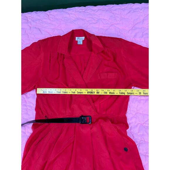 Vintage 80s/90s Darian Red & Black Dress w/ Pockets Size 8 - Picture 7 of 11